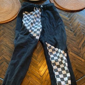 Black Jeans with plaid pattern